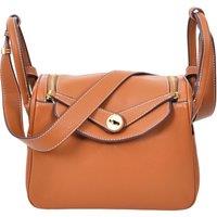 House of Leather Women's Womens Faux Leather Shoulder Bag Fashion Handbag Rose Brown | Size: Medium