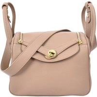 House of Leather Women's Womens Faux Leather Shoulder Bag Fashion Handbag Rose Brown in Taupe | Size: Medium