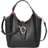 House of Leather Women's Womens Faux Leather Handbag Top Handle Small Shoulder Bag Jasmine Beige in Black
