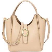 House of Leather Women's Womens Faux Leather Handbag Top Handle Small Shoulder Bag Jasmine Beige
