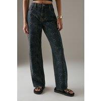 Snake Print Straight Leg Jean