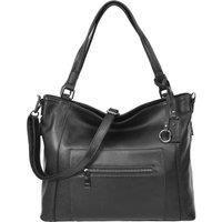 House of Leather Women's Womens Real Leather Handbag Tote Shoulder Bag Evelyn Black | Size: Large