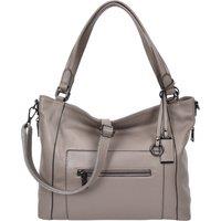 House of Leather Women's Womens Real Leather Handbag Tote Shoulder Bag Evelyn Black in Grey | Size: Large