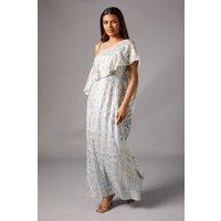 Coast Women's Petite Metallic One Shoulder Maxi Dress in Light Blue | Size: 6