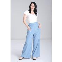 Hell Bunny Women's Caspian Swing High Waisted Trousers Blue | Size: Medium