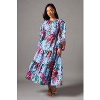 Coast Women's Printed Jacquard Volume Dress in Blue | Size: 10