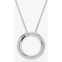 Swarovski Women's Dextera Rhodium Plated White Pave Circle Necklace 5692737 in Silver | Size: 57 cm