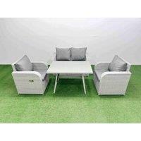Fimous Light Grey PE Wicker Rattan Garden Furniture Set Reclining Chair