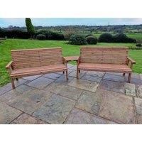 Churnet Valley Garden Furniture Ltd Valley 2X3B Set Angled Tray - Fully Assembled - Set of Cushions Inc in Brown
