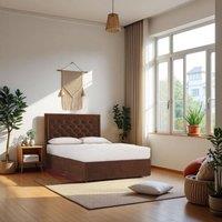 Knight Sleep Ellis Plush Bed Set With Mattress, 2 Drawers Same Side & 24Headboard in Chocolate | Size: Small Single