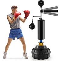 Gymax Boxing Speed Trainer 360Spinning Bar Punch Bag With Fillable Base in Black