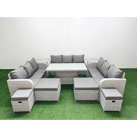 Fimous Garden Rising Dining Table High Back Inclining Sofa Set Light Grey