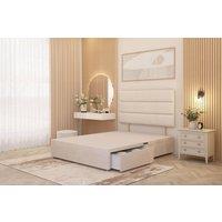Somnior Chambery 2 Draw Divan Bed Frame with Headboard Plush Velvet in Ivory | Size: Small Single