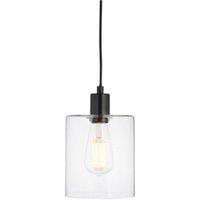 Netlighting Toledo Single Pendant Light Matt Black Clear Glass