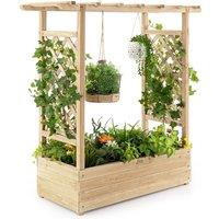 Costway Raised Garden Bed Vertical Plant Container for Climbing Plant in Natural