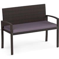 Costway Patio Rattan Loveseat Wicker 2-Seat Bench w/Soft Seat Cushion in Grey