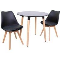 Life Interiors 'Round Lorenzo' Dining Set with a Table & Chairs Set of 2 in Black