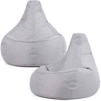 icon Recliner Indoor Outdoor Navy Blue Bean Bag Chair Pack of 2 in Light Grey