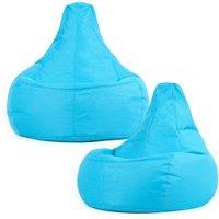 icon Recliner Indoor Outdoor Navy Blue Bean Bag Chair Pack of 2 in Aqua