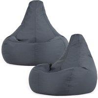 icon Recliner Indoor Outdoor Navy Blue Bean Bag Chair Pack of 2 in Charcoal