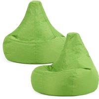 icon Recliner Indoor Outdoor Navy Blue Bean Bag Chair Pack of 2 in Lime