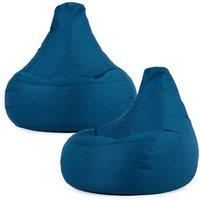 icon Recliner Indoor Outdoor Navy Blue Bean Bag Chair Pack of 2 in Teal