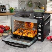 Daewoo Mini Counter Top Electric Cooker Freestanding Small Oven Hob Standalone in Black