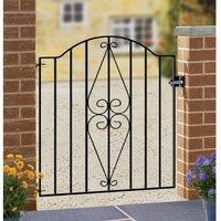 Burbage Iron Craft Stirling Scroll Henley Low Bow Top Single Gate, Fits Gap W880 x H946mm in Black