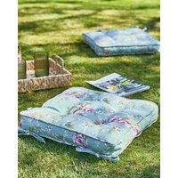 Dibor Set of 4 Floral Green Summer Outdoor Garden Chair Seat Pad Box Cushions W45 x L45cm | Size: 45 cm x 45 cm