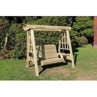 Churnet Valley Garden Furniture Ltd Cottage 2 Swing Seat - Min. Assembly Required - Set of Cushions Inc in Brown