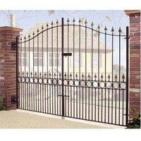 Burbage Iron Craft Balmoral Spear Top Tall Bow Top Double Gate, Fits Gap W2134 x H2082mm in Black