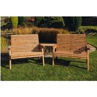Churnet Valley Garden Furniture Ltd Valley 2 Bench Set Angled Tray - Fully Assembled - Set of Cushions Inc in Brown