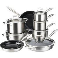 Cooks Professional 8 Piece Tri-Ply Cookware Kitchen Pots & Pans Set in Silver | Size: 8 Pack