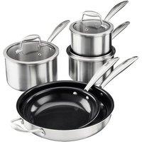 Cooks Professional 5 Piece Tri-Ply Cookware Set - 2 x Frying Pans & 3 x Saucepans in Silver | Size: 5 Pack