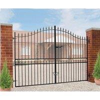 Burbage Iron Craft Corfe Spear Tall Bow Top Double Estate Gate, Fits Gap W3353 x H2083mm in Black
