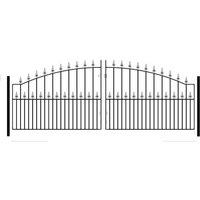 Burbage Iron Craft Saxon Spear Top Arched Double Driveway Gate, Fits Gap W3353 x H1245 mm in Black