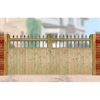 Burbage Iron Craft Hampton Low Double Driveway Gate, Pressure Treated, W3000 x H1200mm in Brown