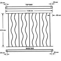 Burbage Iron Craft Ripple Decking Fence Panel - Steel - Fits Gap of 1130 mm x 813 mm High in Black