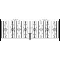 Burbage Iron Craft Stirling Scroll Double Driveway Gate, Fits Gap of 3048 x 914 mm High in Black