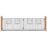 Burbage Iron Craft Abbey Modern Double Driveway Gate - Fits Gap of 3264 mm x 812 mm High in Black