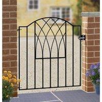 Burbage Iron Craft Abbey Modern Verona Low Bow Top Single Gate, Fits Gap - W955 x H940 mm in Black
