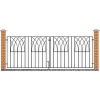 Burbage Iron Craft Abbey Modern Double Driveway Gate - Fits Gap of 2413 mm x 812 mm High in Black