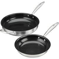 Cooks Professional 2 Piece Tri-Ply Non-Stick Frying Pan Set for All Hobs - 22 & 28cm in Silver | Size: 2 Pack