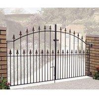 Burbage Iron Craft Saxon Spear Top Arched Double Driveway Gate, Fits Gap W2438 x H1245mm in Black
