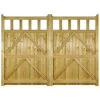 Burbage Iron Craft Quorn Tall Double Garden Gate - Pressure Treated - W3600 x H1800 mm in Brown