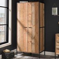 Lemon Pavilion Furniture Hoxton 2 Door Wardrobe - L52 x W83.8 x H180 cm - Distressed Oak Effect in Brown | Size: 1 Pack