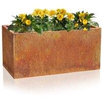 Primrose Corten Steel Rectangular Trough Planter 100cm in Red