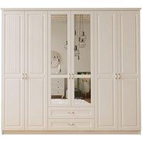 Charlotte 6 Door 2 Drawer Mirrored White Wardrobe