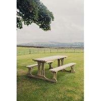 Churnet Valley Garden Furniture Ltd Lunar Picnic Table - L180 x W153 x H76 cm - Partially Assembled in Brown