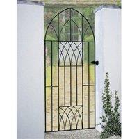 Burbage Iron Craft Abbey Modern Tall Arch Bow Top Single Gate, Fits Gap - W991 x H1988 mm in Black